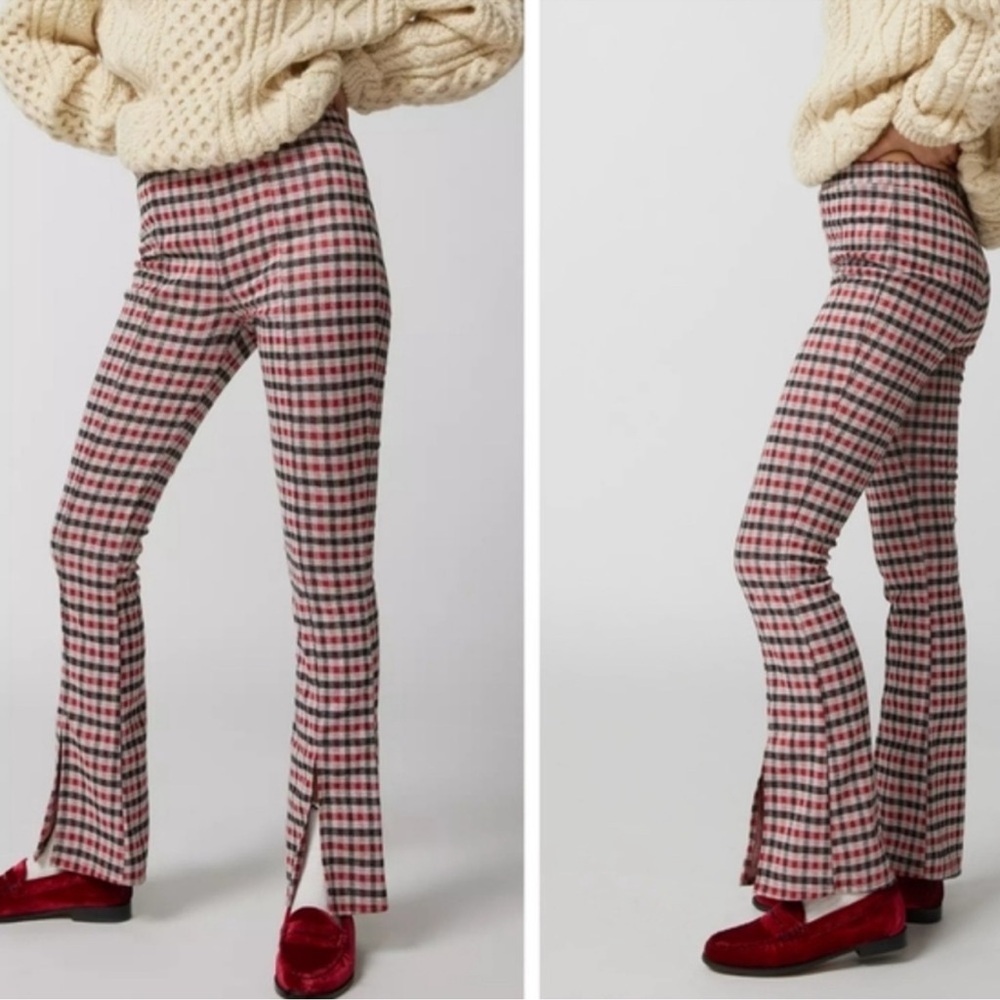 NWT Urban Renewal Red and Black Checkered Flare Pants Size XS